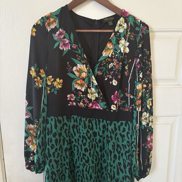 Tropical Maxi Dress Women Small Floral Cheetah Print Green Black Resort Travel - Picture 3 of 15